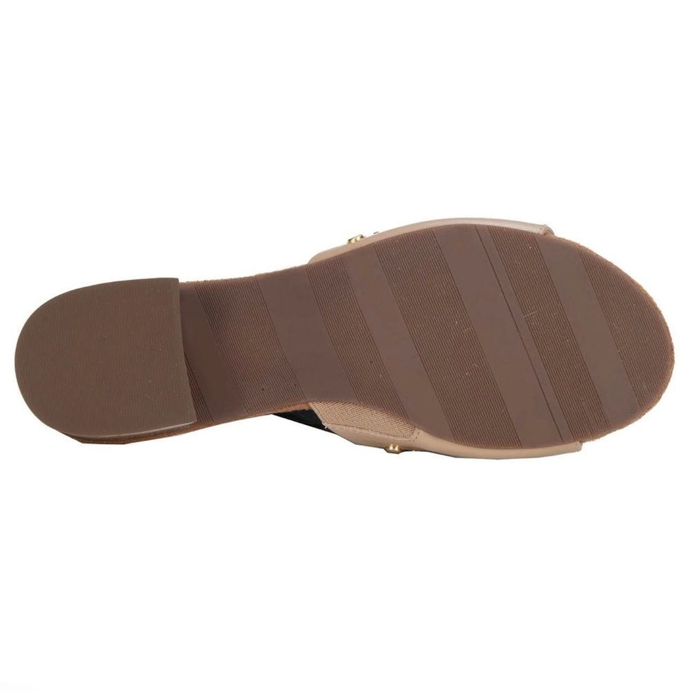 Ros Hommerson Bizzy Women's Slide Sandal Nude Shiny Tumbled Leather Gold Sz 6.5M - Picture 6 of 6